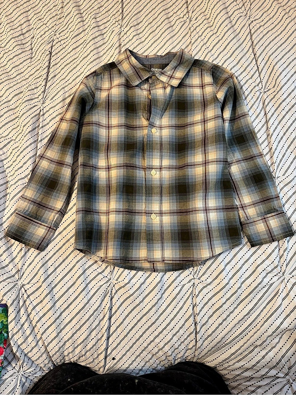 OshKosh B'gosh Boys Long-Sleeve Plaid Button-Down Shirt Gray